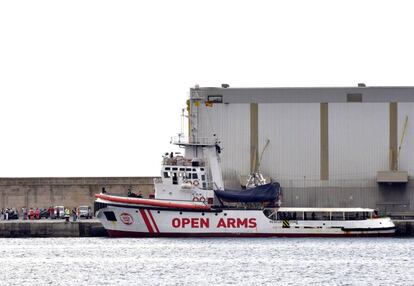 Vista d'un dels dos vaixells d''Open Arms', a Palma.