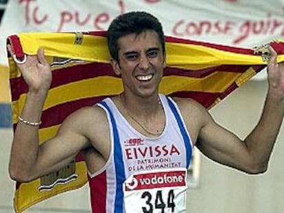 Felipe Vivancos, tras ganar los 110 metros vallas.