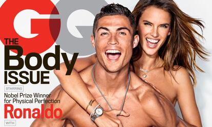 Cristiano Ronaldo y Alessandra Ambrosio protagonizan la portada de febrero de la revista americana GQ.