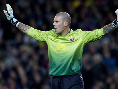 V&iacute;ctor Vald&eacute;s, en un partido con el Bar&ccedil;a en enero de 2013.