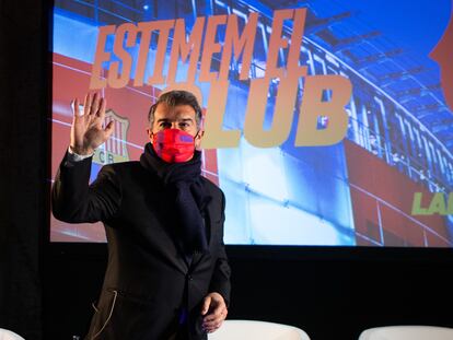 El candidato a la presidencia del FC Barcelona Joan Laporta en un acto de la campaña.