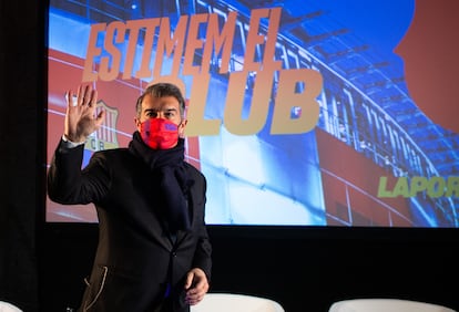El candidato a la presidencia del FC Barcelona Joan Laporta en un acto de la campaña.