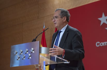 Enrique Ossorio, en su debut como portavoz del Gobierno de la Comunidad de Madrid.