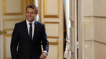 El presidente francés Emmanuel Macron en el Palacio del Elíseo.