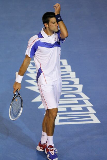 Novak Djokovic, durante la semifinal que ganó a Roger Federer.