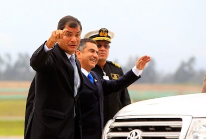 El presidente de Ecuador, Rafael Correa, durante la inauguración del nuevo aeropuerto de Quito.