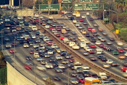 Traffic on Los Angeles freeways.