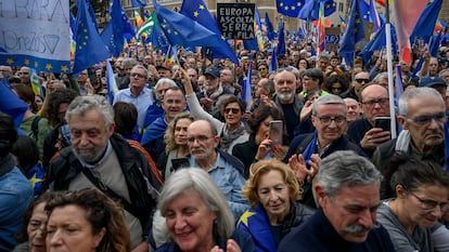 Manifestación a favor de Europa en la plaza del Popolo de Roma, el pasado 25 de marzo.