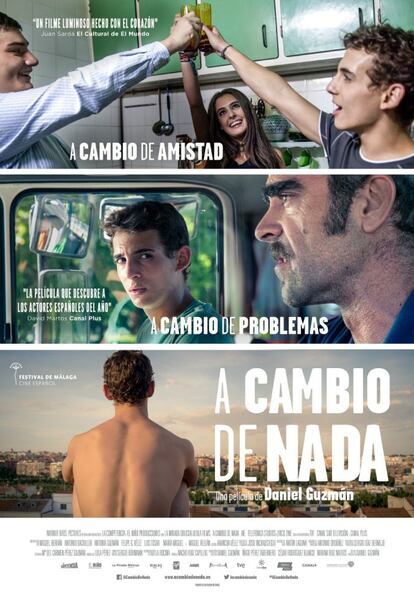 Cartel de 'A cambio de nada', dirigida por Daniel Guzmán, cuenta con 6 nominaciones.