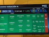 Paneles de la Bolsa de Madrid.