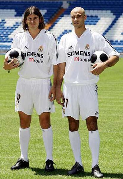 Pablo García y Diogo, de blanco en el Bernabeu.