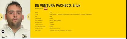 Ficha policial de Erick de Ventura.