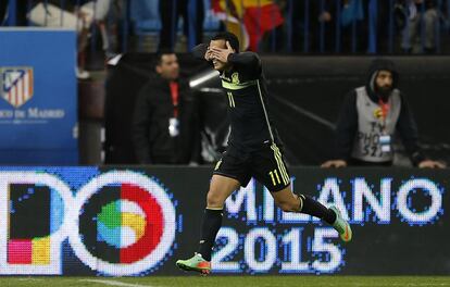  Pedro Rodriguez celebra su gol, el primer del equipo, ante Italia. 