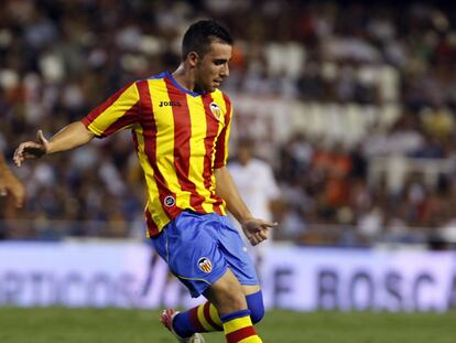 Alcácer, el pasado viernes en el partido Valencia-Roma.