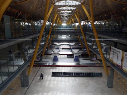 La T4 de Barajas vacía en marzo de 2020 ante las restricciones a la movilidad por el Covid-19.
 