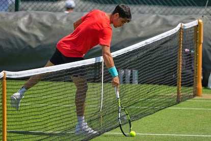 Alcaraz, durante el entrenamiento.