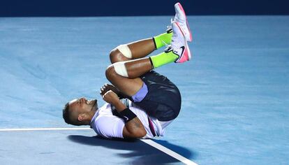 Kyrgios celebra la victoria ante Nadal.