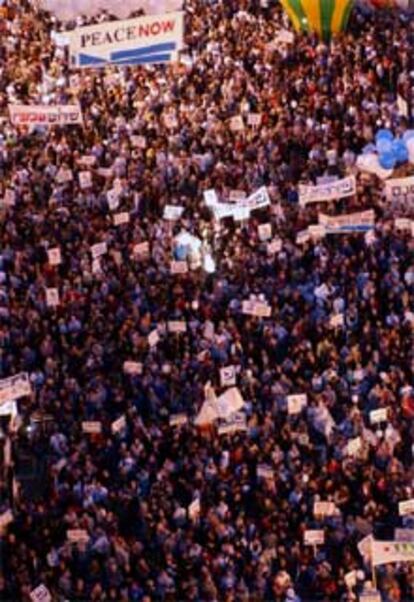 Aspecto de la cabecera de la marcha que ha recorrido esta tarde Tel Aviv.