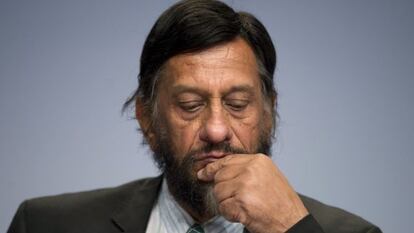 Rajendra Pachauri, em conferência em Berlim em abril de 2014.