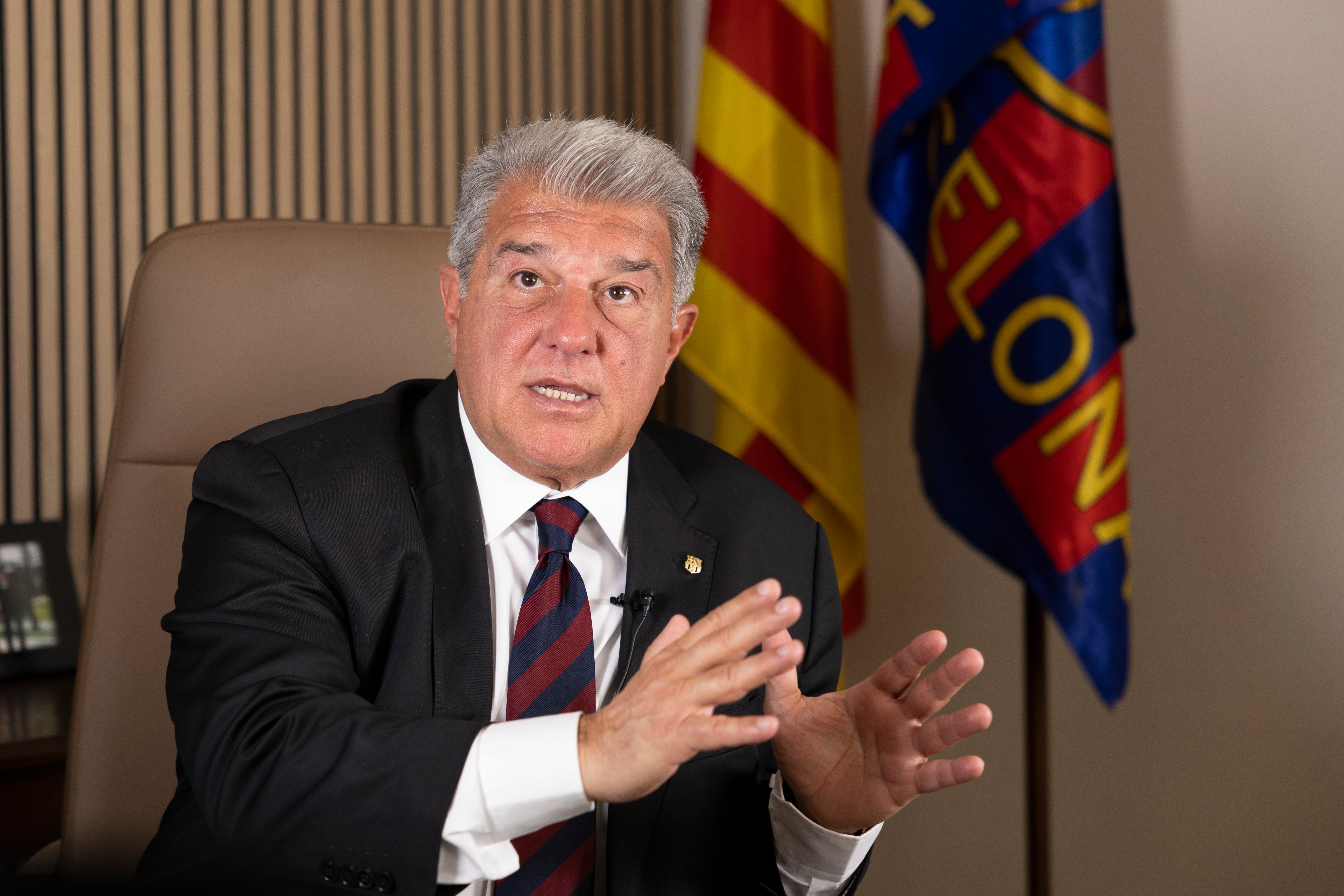 Laporta, durante la entrevista con EL PAÍS. 