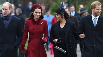Los duques de Cambridge y los de Sussex, la pasada Navidad.