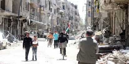 Aspecto de la ciudad de Zamalka, Ghouta Oriental (Siria), el pasado 8 de abril.
