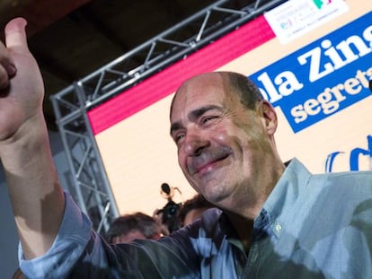 Nicola Zingaretti celebra el resultado el domingo. 