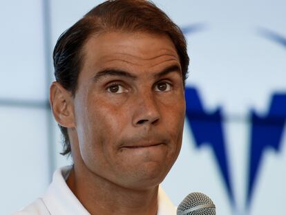 Rafael Nadal, este jueves en rueda de prensa en Manacor.