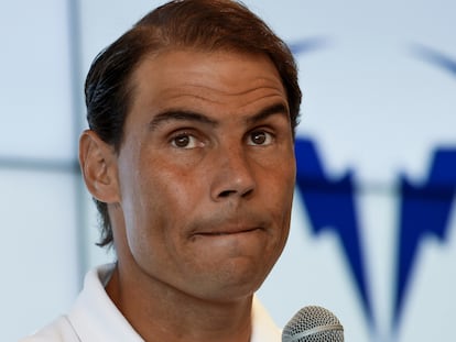 Rafael Nadal, este jueves en rueda de prensa en Manacor.