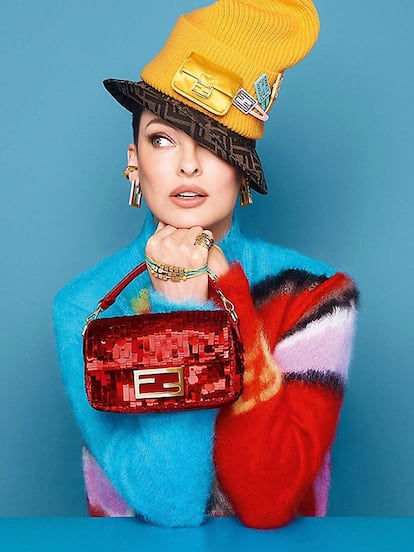 Linda Evangelista, 57, in Fendi’s Baguette campaign.