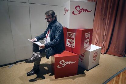 Camil Ros, ayer, durante el congreso de UGT de Catalu&ntilde;a. 