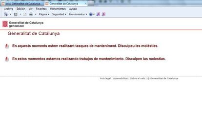 La web de la Generalitat ha caído este sábado.