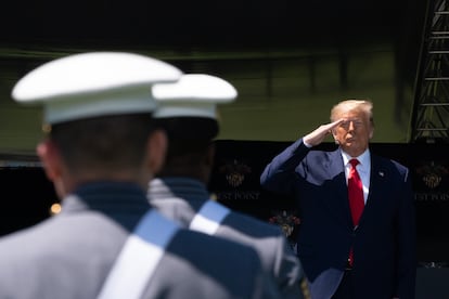 Donald Trump na academia militar de West Point no sábado.