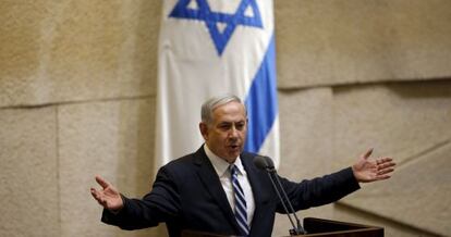 Benjamín Netanyahu, el lunes en el Parlamento israelí.