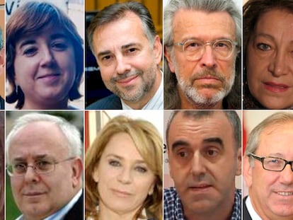 Los diez nuevos miembros del Consejo de RTVE. De izquierda a derecha, y de arriba a abajo, José Manuel Pérez Tornero, Concepción Cascajosa, Jenaro Castro, José Manuel Martín, María Consuelo Aparicio, Carmen Sastre, Ramón Colom, Elena Sánchez, Roberto Lakidain y Juan José Baños.