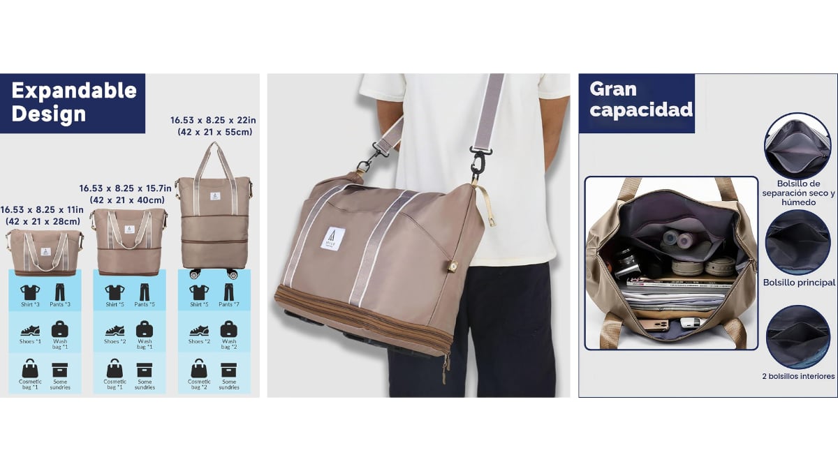 Diseño plegable y de gran capacidad.