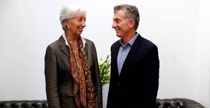 Christine Lagarde, directora gerente del FMI, y Mauricio Macri, presidente argentino, el pasado 16 de marzo en Buenos Aires.