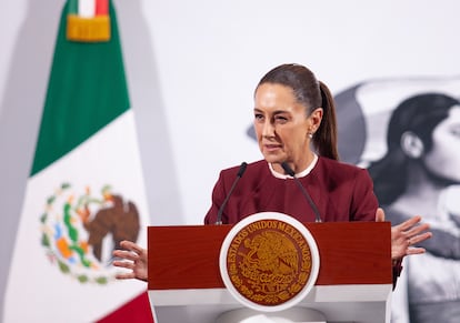 Claudia Sheinbaum Pardo durante la conferencia matutina en Palacio Nacional.