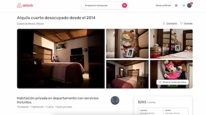 Anuncio en la plataforma Airbnb de una de las habitaciones de mujeres desaparecidas.