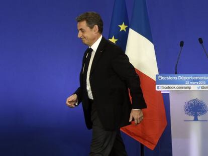 Nicolás Sarkozy, ontem em Paris.