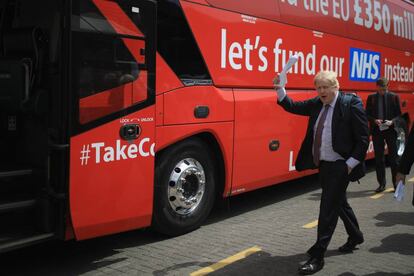 Boris Johnson, durante la campaña de 'Vote Leave' en mayo de 2016.