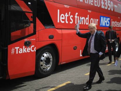 Boris Johnson, durante la campaña de 'Vote Leave' en mayo de 2016.