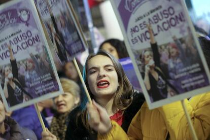 Manifestación frente al Ministerio de Justicia de Madrid, por la nueva sentencia dcontra la Manada.