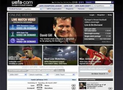 Desde <i>video.uefa.com</i>, los internautas pueden ver partidos en directo o acceder a contenidos en diferido de pago.