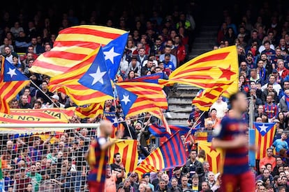 Esteladas at a Barcelona-Espanyol match.