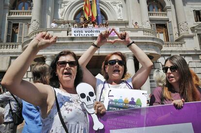 Una protesta en Valencia contra la violencia de género.