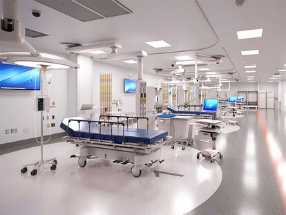 Diseño de una de las salas de urgencias prevista para el centro médico de la Universidad de Rochester (Nueva York, Estados Unidos).