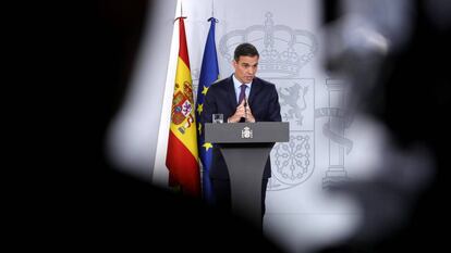 El presidente del Gobierno, Pedro Sánchez, hace balance del año en el Palacio de La Moncloa.