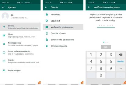 Verificación dos pasos en WhatsApp.