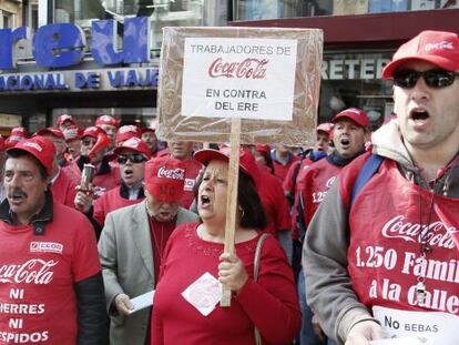 Protesta de trabajadores de Coca-Cola en Madrid el a&ntilde;o pasado.